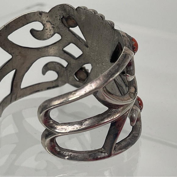 Silver and Turquoise Bracelet with Red Accents - Picture 3 of 4